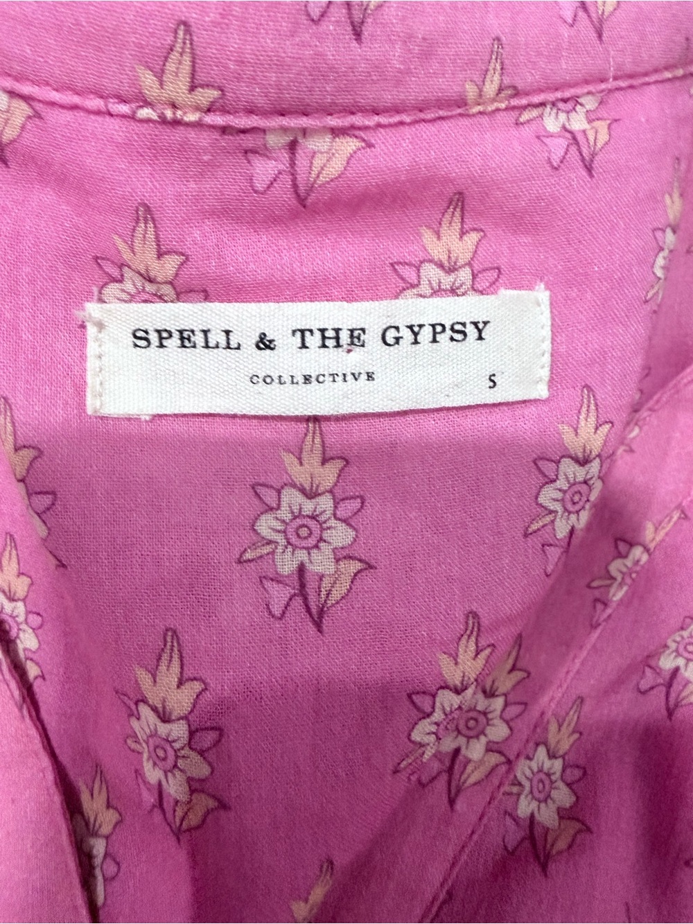 Spell & The Gypsy Collective Pink Floral Boho Mini Dress Size Small - Picture 10 of 12